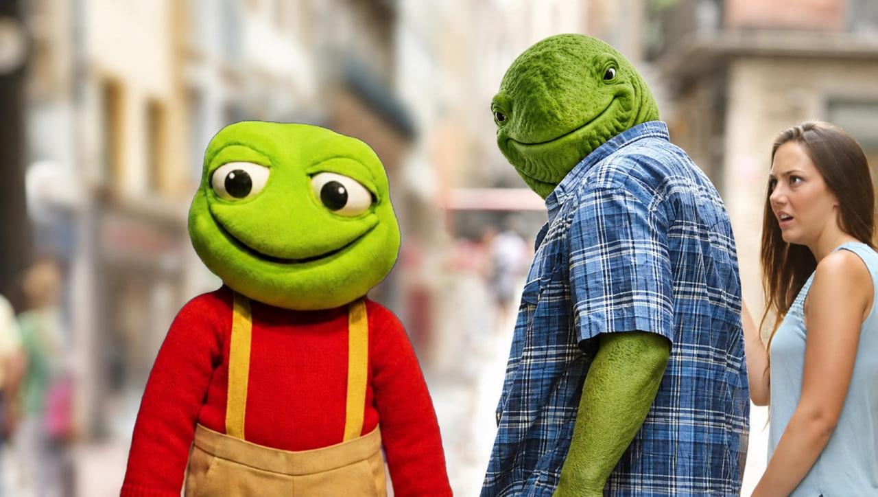 Distracted boyfriend meme with the Toad Whale and the toad